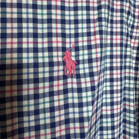 Ralph Lauren Red White Blue Plaid Check Cotton L/S Mens Small L - Picture 6 of 8